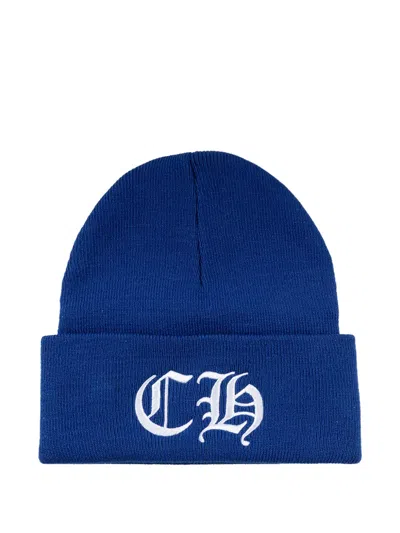 Chrome Hearts Logo-embroidered Beanie Hat In Blue