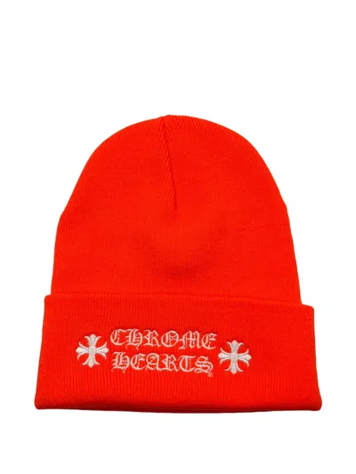 Chrome Hearts Logo-embroidered Beanie Hat In Red