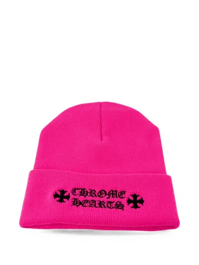 Chrome Hearts Logo-embroidered Beanie Hat In Pink