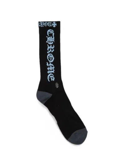 Chrome Hearts Logo-intarsia Ribbed-knit Socks In Black