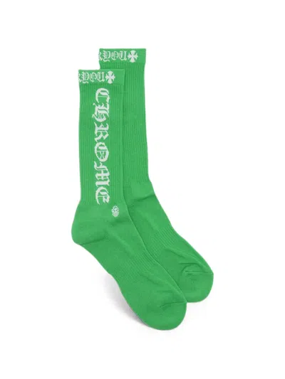 Chrome Hearts Logo-intarsia Ribbed-knit Socks In Green