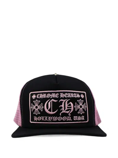 Chrome Hearts Logo-patch Hollywood Trucker Hat In Black