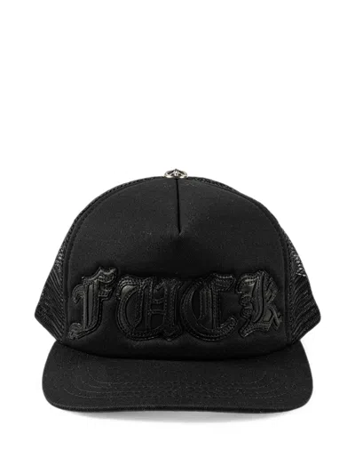 Chrome Hearts Logo-patch Mesh-panel Trucker Hat In Black