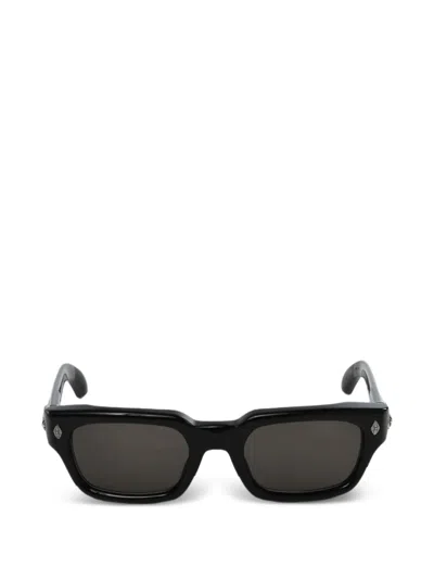 Chrome Hearts Logo-plaque Rectangle-frame Sunglasses In Black