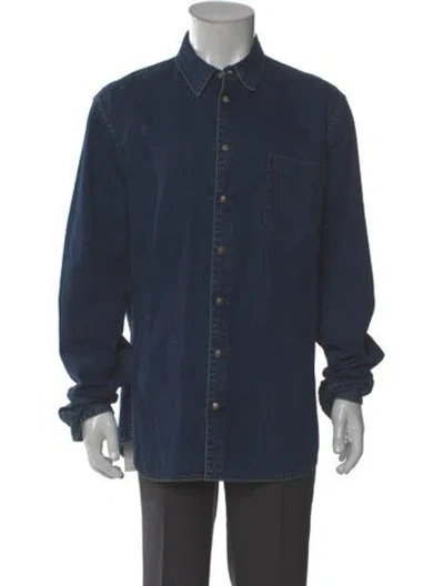 Pre-owned Chrome Hearts Long Sleeve Denim Shirt In Blue