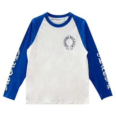 Pre-owned Chrome Hearts Long-sleeve Horseshoe Baseball Tee 'white/blue'