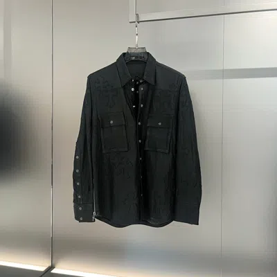 Chrome Hearts Long Sleeve Leather Jacket In Black