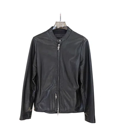 Chrome Hearts Long Sleeve Leather Jacket In Black