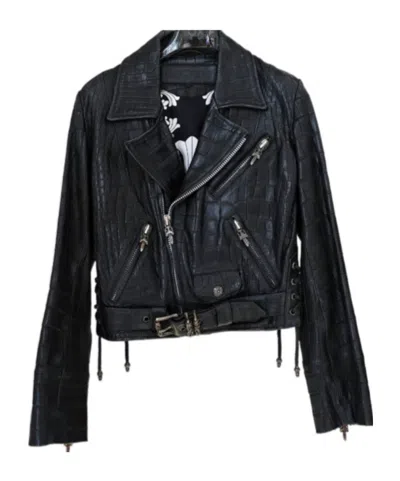 Chrome Hearts Long-sleeved Leather Jacket In Black