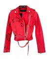 Chrome Hearts Long-sleeved Leather Jacket In Red