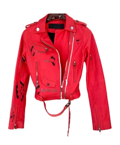 Chrome Hearts Long-sleeved Leather Jacket In Red