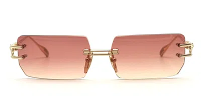 CHROME HEARTS LORDIE - GOLD PLATED / PINK LENS SUNGLASSES
