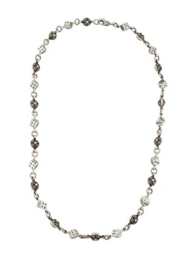 Pre-owned Chrome Hearts Maltese Cross & Dice Chain Link Necklace, 24.25" In Multicolor