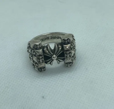 Pre-owned Chrome Hearts Maltese Cross Cocktail Ring In Silver