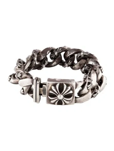 Pre-owned Chrome Hearts Maltese Cross Curb Link Bracelet, 7.5" In Multi