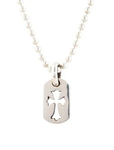 Pre-owned Chrome Hearts Maltese Cross Dog Tag Pendant, 30" In Multicolor