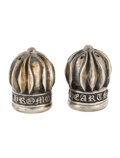 Pre-owned Chrome Hearts Maltese Cross Salt & Pepper Shaker Set In Silver