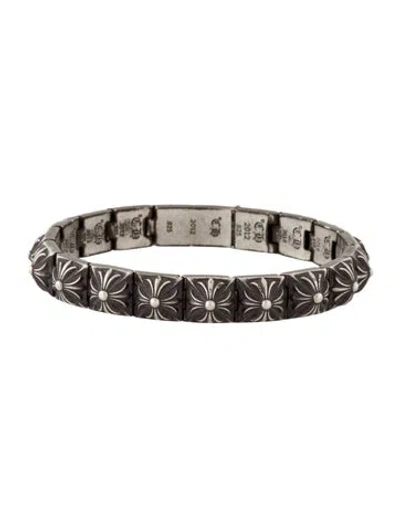 Pre-owned Chrome Hearts Maltese Cross Square Link Bracelet, 7" In Multicolor