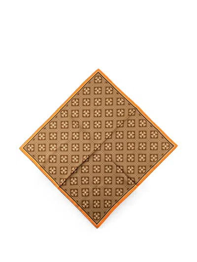 Chrome Hearts Math Plus Cross Silk Scarf In Brown