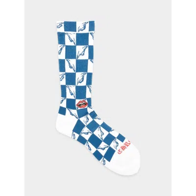 Pre-owned Chrome Hearts Matty Boy 99 Eyes Socks - Blue