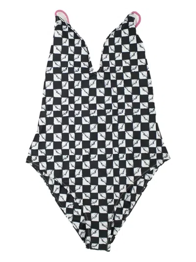 Chrome Hearts Matty Boy Checkered Swimsuit In Black