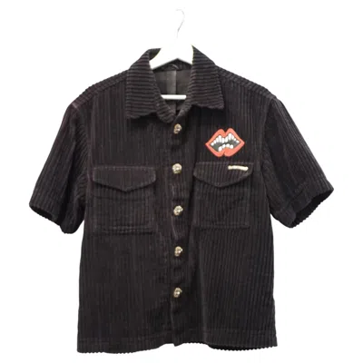 Pre-owned Chrome Hearts Matty Boy Chomper Corduroy Shirt Size M In Black