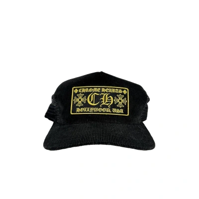 Pre-owned Chrome Hearts Matty Boy Corduroy Hollywood Trucker Hat In Black