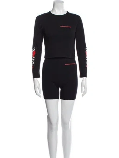 Pre-owned Chrome Hearts Matty Boy Graphic Print Short Set In Black