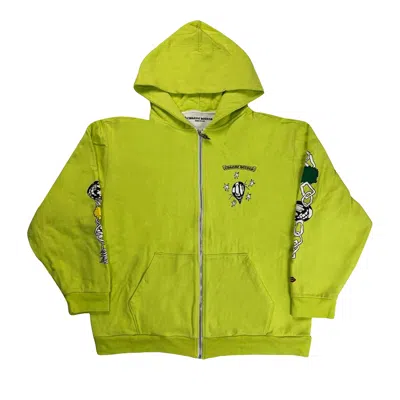 Pre-owned Chrome Hearts Matty Boy Link Zip Up Hoodie 'lime Green'