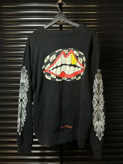 Pre-owned Chrome Hearts Matty Boy Lips Floral Crewneck Black Xl