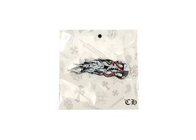 Pre-owned Chrome Hearts Matty Boy Sex Records Flames Pin In Black/white