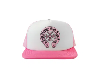 Pre-owned Chrome Hearts Matty Boy Sex Records Horse Shoe Trucker Hat In Pink/white