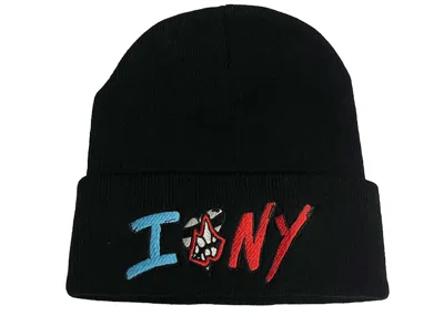 Pre-owned Chrome Hearts Matty Boy Sex Records I Love Ny Beanie In Black
