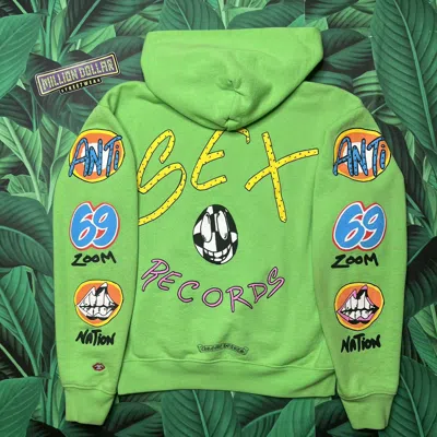 Pre-owned Chrome Hearts Matty Boy Sex Records Pullover Hoodie In Lime