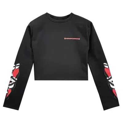 Pre-owned Chrome Hearts Matty Boy Sick Heart Long-sleeve Crop Top 'black'