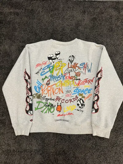 Pre-owned Chrome Hearts Mattyboy Brain Flame Crewneck Sweater In Grey