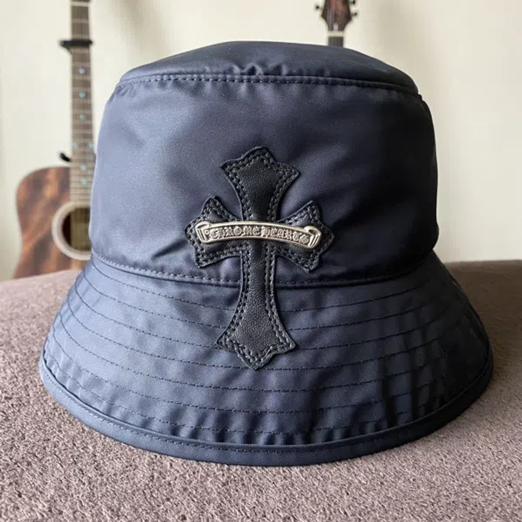 Pre-owned Chrome Hearts Medium Cross Patch Nylon Bucket Hat  display picture 2
