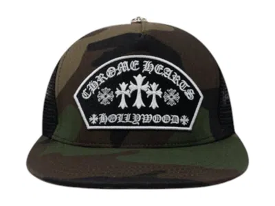 Pre-owned Chrome Hearts Men's  Arc Cross Patch Trucker Cap In Camo In Multi