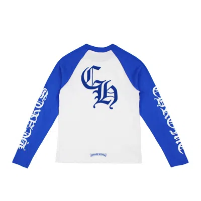 Pre-owned Chrome Hearts Men's  Ch Baseball Shirt In White/blue