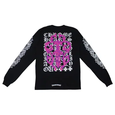 Pre-owned Chrome Hearts Men's  Eye Chart Dagger Longsleeve T-shirt In Black