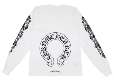 Pre-owned Chrome Hearts Men's  Floral Horseshoe Long Sleeve T-shirt In White