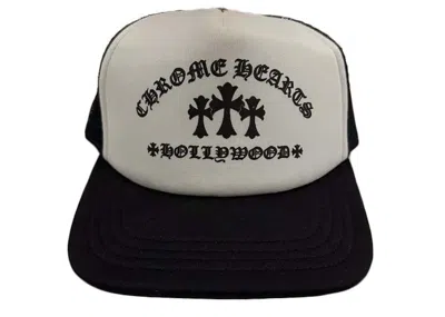 Pre-owned Chrome Hearts Men's  Hollywood Cross "king Taco" Trucker Cap In Black/white
