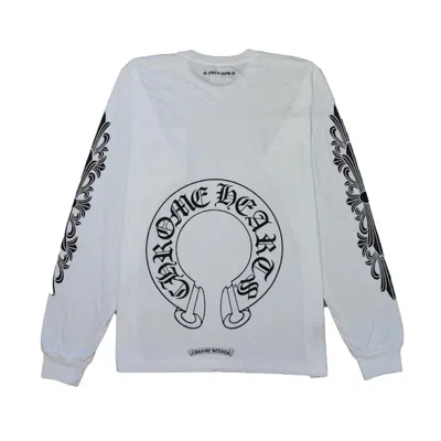 Pre-owned Chrome Hearts Men's  Horse Shoe Long Sleeve T-shirt In White