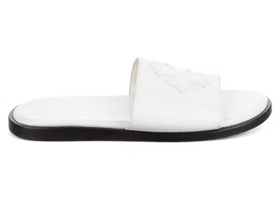 Pre-owned Chrome Hearts Men's  Leather Slides Sneakers In White