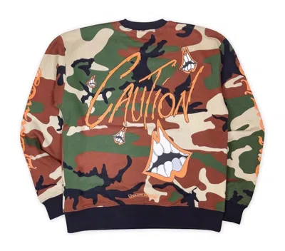 Pre-owned Chrome Hearts Men's  Matty Boy Caution Crewneck Sweatshirt In Camo
