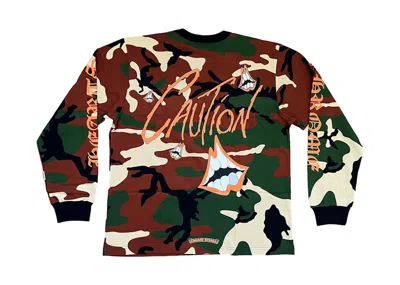 Pre-owned Chrome Hearts Men's  Matty Boy Caution Long Sleeve T-shirt In Camo