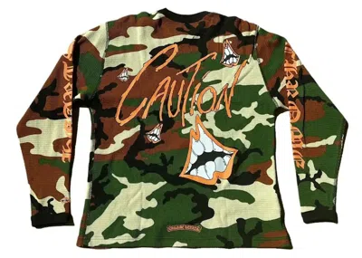 Pre-owned Chrome Hearts Men's  Matty Boy Caution Thermal Long Sleeve T-shirt In Camo In Multi