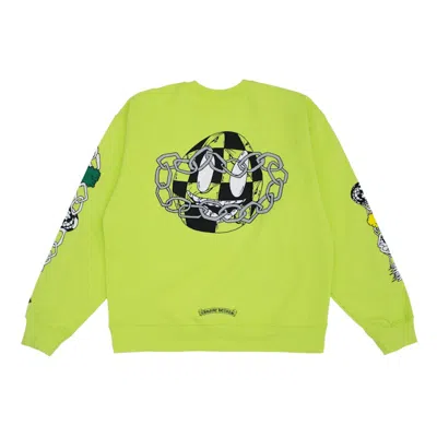 Pre-owned Chrome Hearts Men's  Matty Boy Link Crewneck Sweatshirt In Lime Green