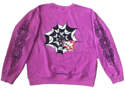 Pre-owned Chrome Hearts Men's  Matty Boy Spider Web Crewneck Sweatshirt In Purple
