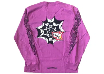 Pre-owned Chrome Hearts Men's  Matty Boy Spider Web Long Sleeve T-shirt In Purple